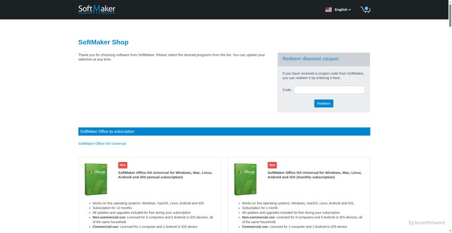 Security scan screenshot of https://shop.softmaker.com