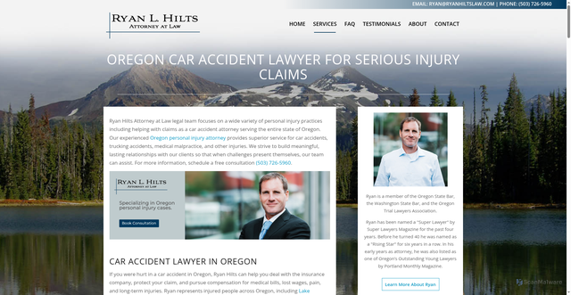 Security scan screenshot of https://ryanhiltslaw.com/practice-areas/car-accident/