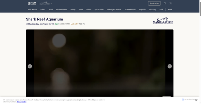 Security scan screenshot of https://mandalaybay.mgmresorts.com/en/entertainment/shark-reef-aquarium.html