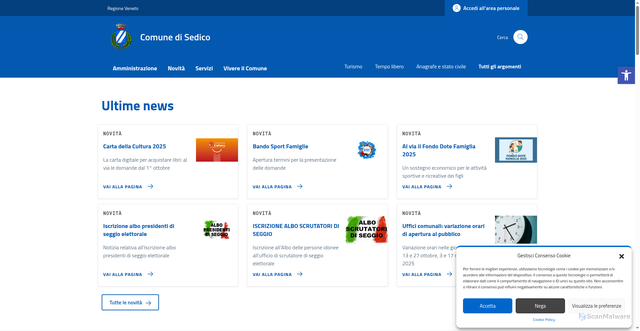 Security scan screenshot of https://comune.sedico.bl.it/