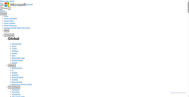 Security scan screenshot of https://www.microsoft.com/en-us/privacy