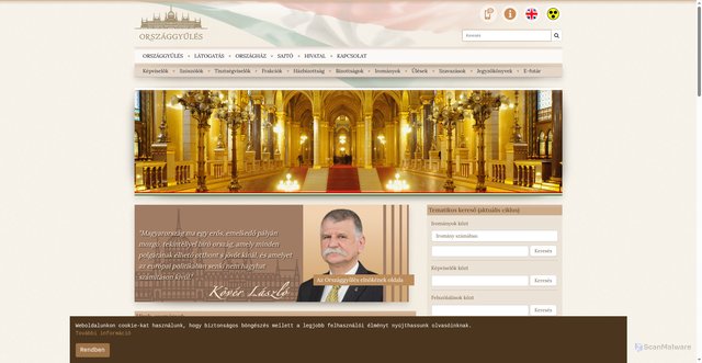 Security scan screenshot of https://parlament.hu