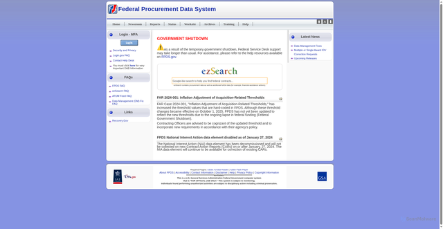 Security scan screenshot of https://fpds.gov/