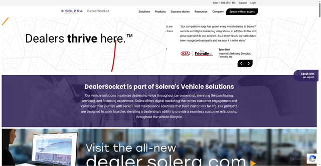 Security scan screenshot of https://www.dealersocket.com