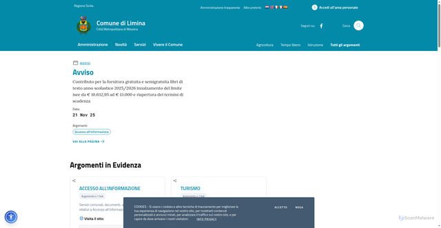 Security scan screenshot of https://comune.limina.me.it/