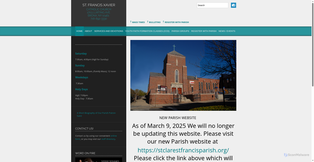 Security scan screenshot of https://stfrancisxavierbronx.com/