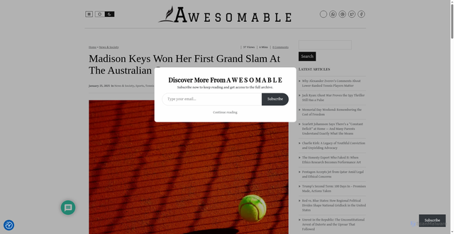 Security scan screenshot of https://awesomable.com/madison-keys-won-her-first-grand-slam-at-the-australian-open/