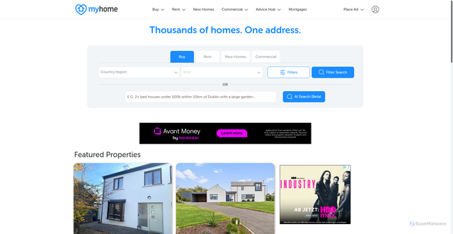 Security scan screenshot of https://myhome.ie