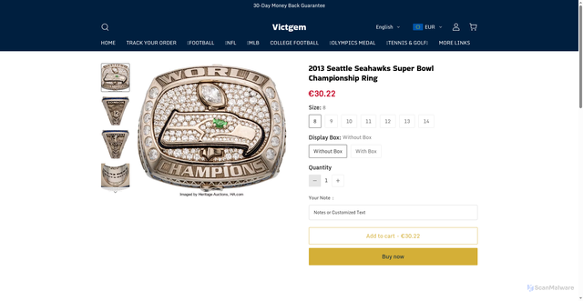 Security scan screenshot of https://www.victgem.com/products/2013-seattle-seahawks-super-bowl-championship-ring-ia9s
