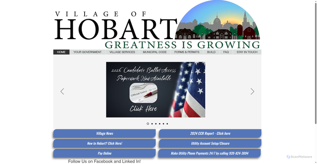 Security scan screenshot of https://www.hobartwi.gov/