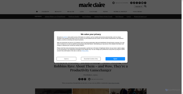 Security scan screenshot of https://www.marieclaire.co.uk/life/health-fitness/mel-robbins-brain-dump