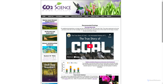 Security scan screenshot of https://co2science.org