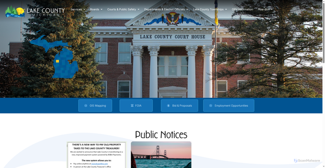 Security scan screenshot of https://lakecountymi.gov/
