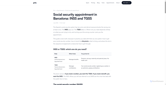 Security scan screenshot of https://prio-site.pages.dev/cita-previa/social-security/