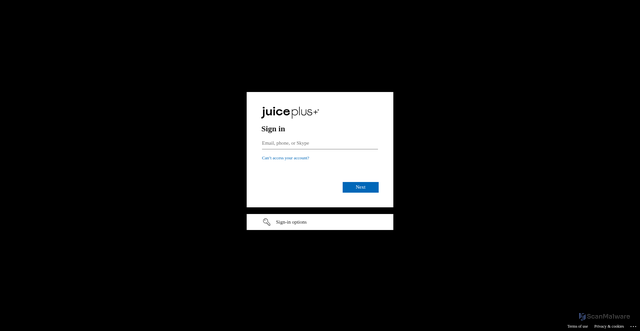 Security scan screenshot of https://juiceplus-my.sharepoint.com