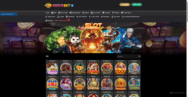 Security scan screenshot of https://cagurbetapk1.top/desktop/game/slot/og