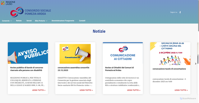 Security scan screenshot of https://www.consorziosocialepomeziaardea.rm.it/