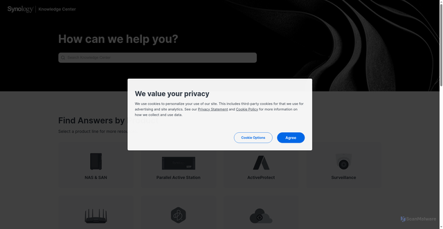 Security scan screenshot of https://kb.synology.com