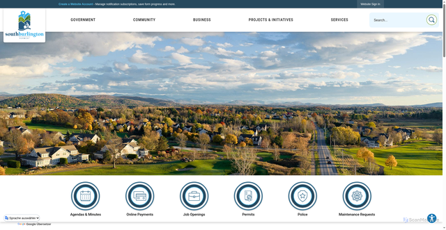 Security scan screenshot of https://southburlingtonvt.gov/
