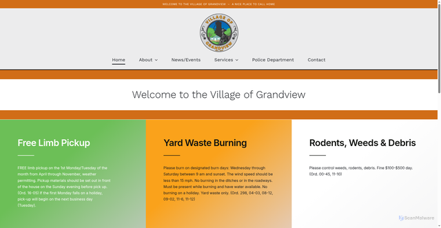 Security scan screenshot of https://villageofgrandview.gov/