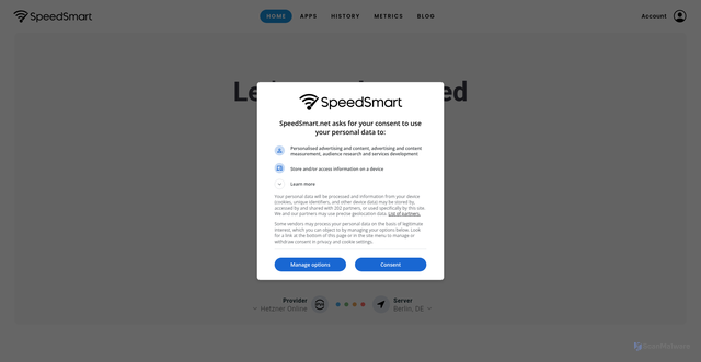 Security scan screenshot of https://www.speedsmart.net