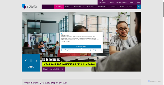 Security scan screenshot of https://www.port.ac.uk/