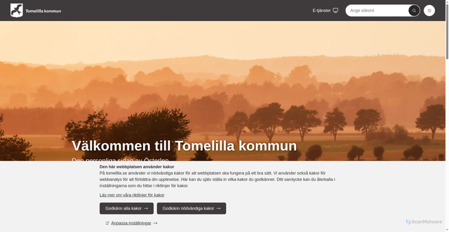 Security scan screenshot of https://tomelilla.se/