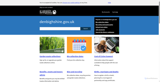 Security scan screenshot of https://denbighshire.gov.uk