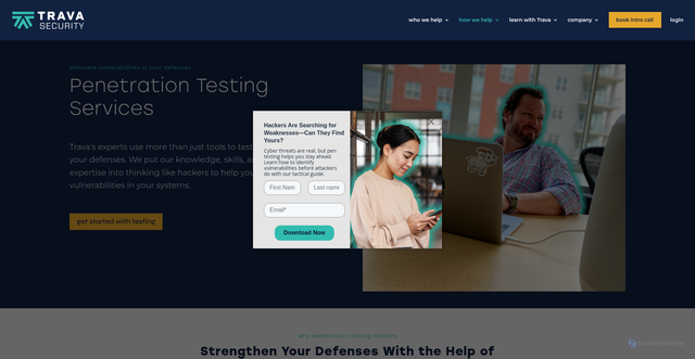 Security scan screenshot of https://travasecurity.com/penetration-testing-services/