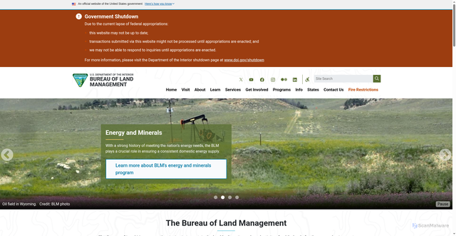 Security scan screenshot of https://www.blm.gov/