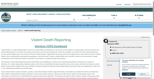 Security scan screenshot of https://vdrsinfo.mt.gov