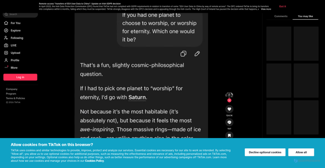 Security scan screenshot of https://vt.tiktok.com/ZS9c687pa/