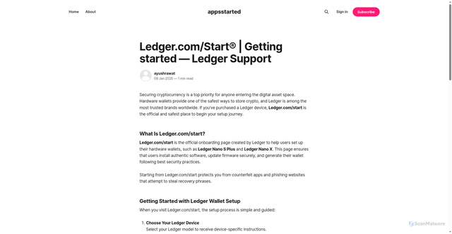 Security scan screenshot of https://appsstarted.ghost.io/en-start/