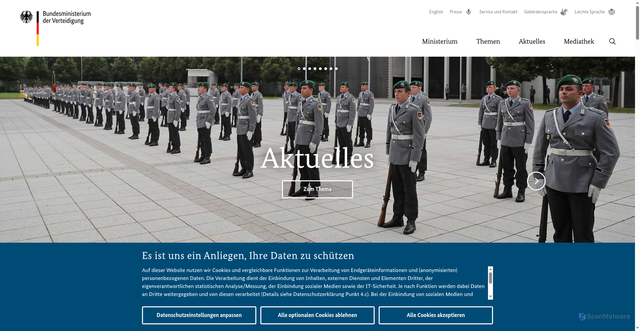Security scan screenshot of https://www.bmvg.de/de