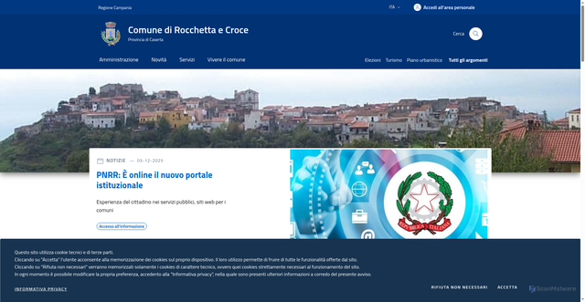 Security scan screenshot of https://www.comune.rocchettaecroce.ce.it/