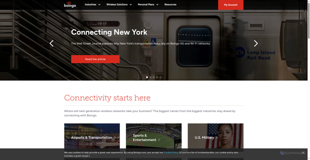 Security scan screenshot of https://www.boingo.com