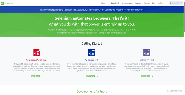 Security scan screenshot of https://selenium.dev
