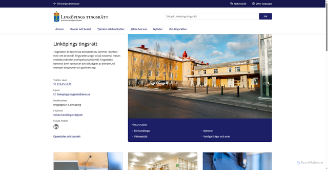 Security scan screenshot of https://www.domstol.se/linkopings-tingsratt/