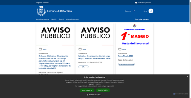 Security scan screenshot of https://www.comune.retorbido.pv.it