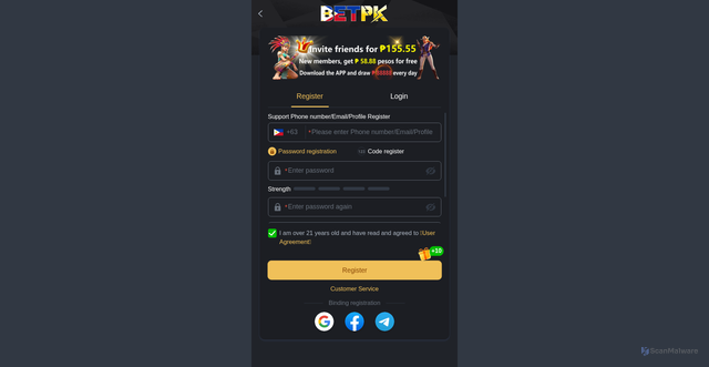 Security scan screenshot of https://www.555betpk.com