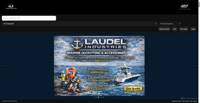 Security scan screenshot of https://laudelindustries.pages.dev/$%7Bsrc%7D