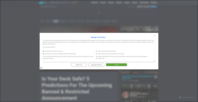 Security scan screenshot of https://mtgdecks.net/meta/is-your-deck-safe-banned-restricted-final-fantasy-mtg-365