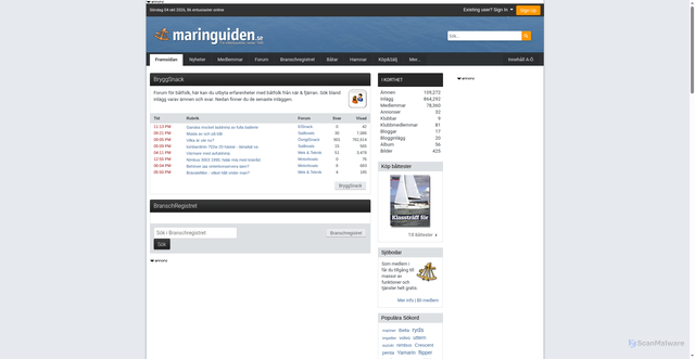 Security scan screenshot of https://maringuiden.se