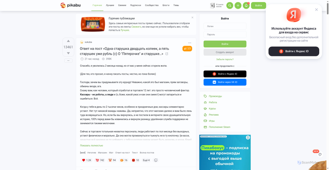 Security scan screenshot of https://cs17.pikabu.ru