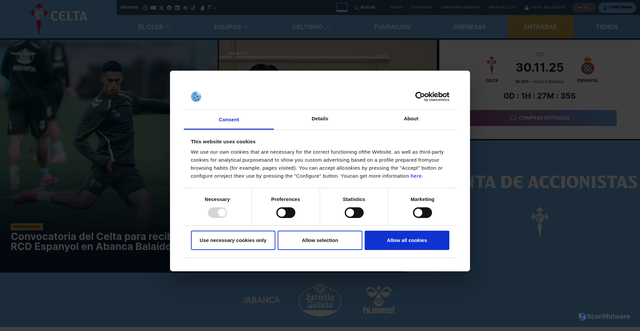 Security scan screenshot of https://rccelta.es/