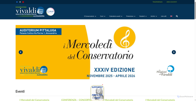 Security scan screenshot of https://www.conservatoriovivaldi.it/