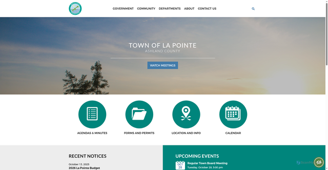 Security scan screenshot of https://www.townoflapointewi.gov/