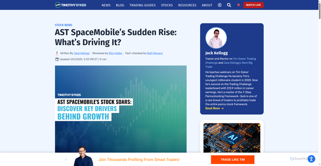 Security scan screenshot of https://www.timothysykes.com/news/ast-spacemobile-inc.asts-news-2025_10_01/