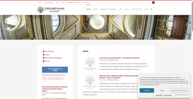 Security scan screenshot of https://www.ordineavvocatilivorno.it/