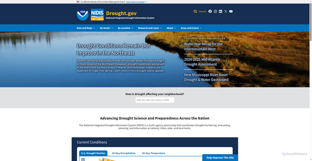 Security scan screenshot of https://www.drought.gov/